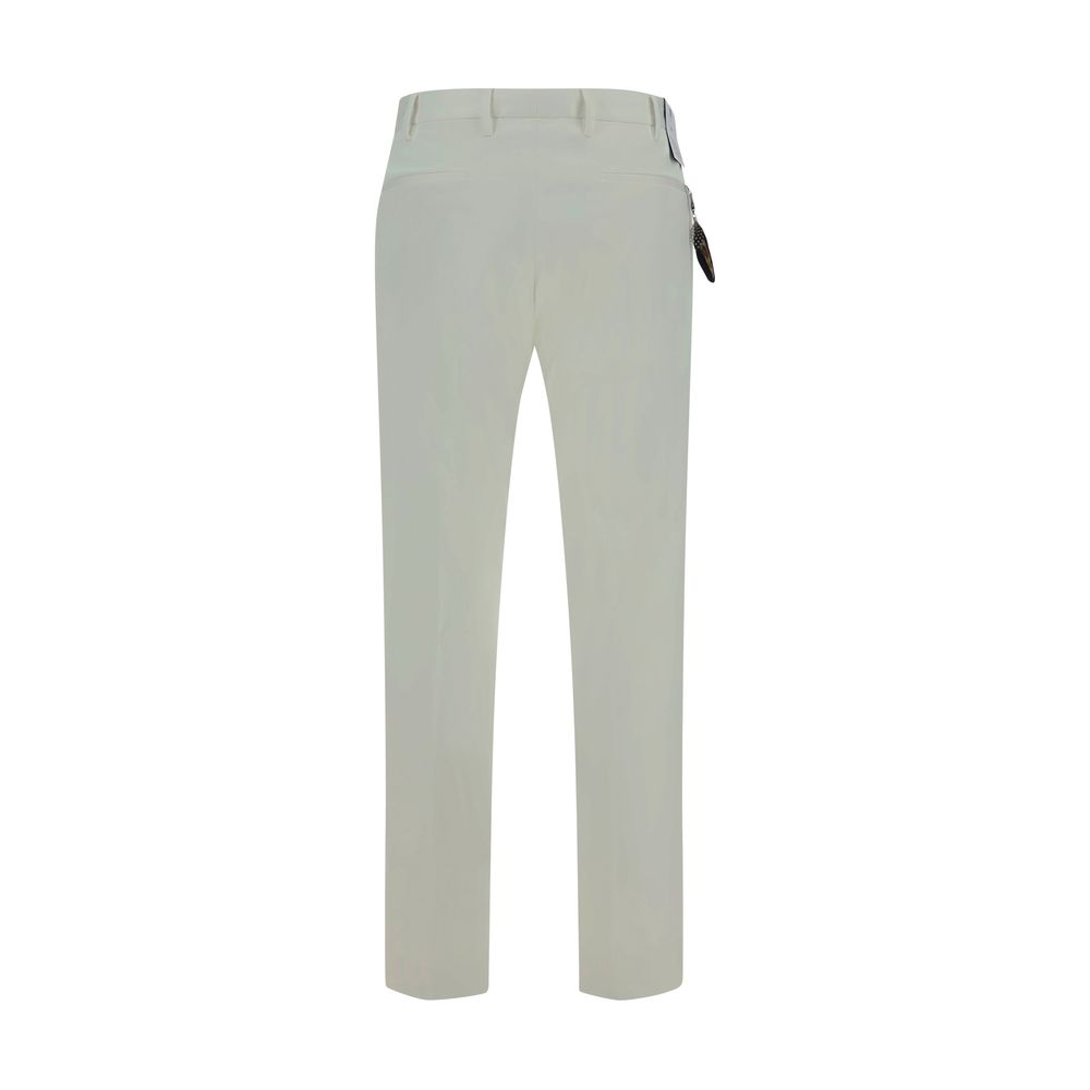 White Cotton Casual Pants - ventzia