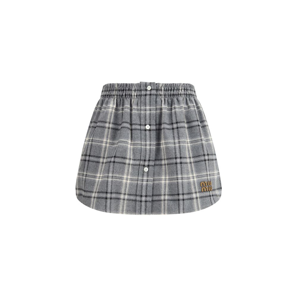 Gray Cotton Mini Skirt - ventzia
