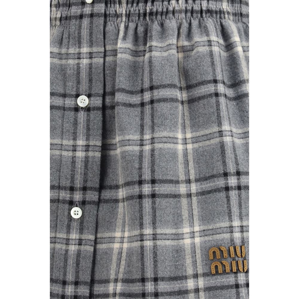 Gray Cotton Mini Skirt