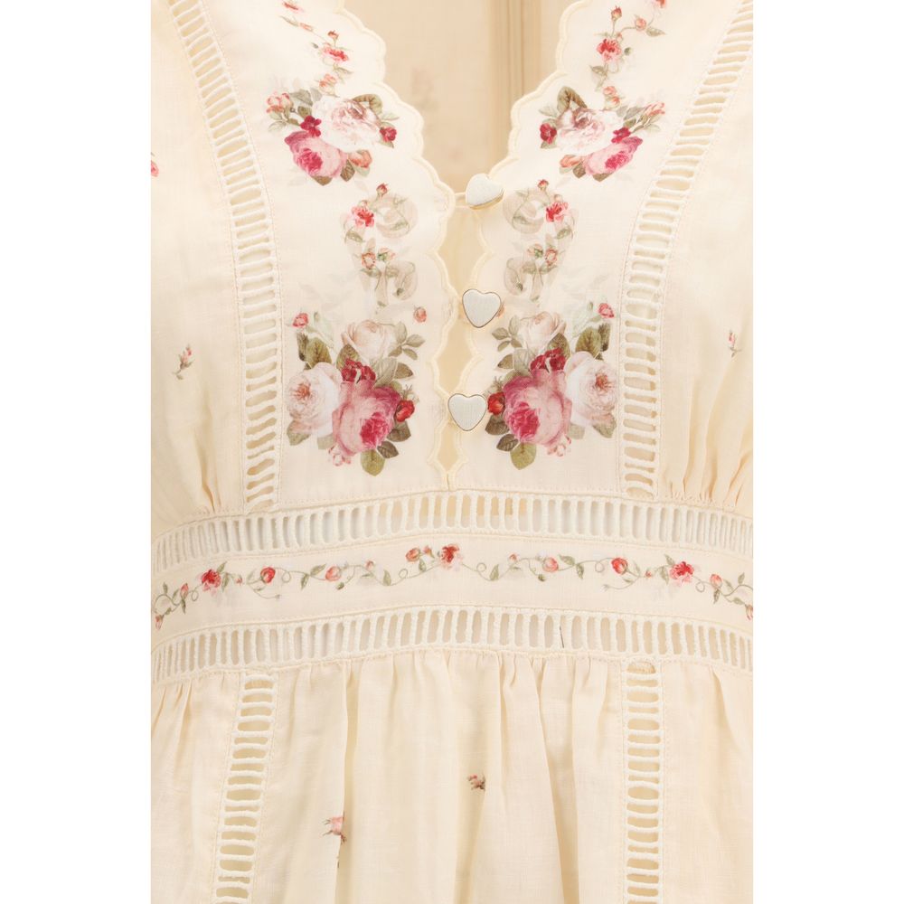 Beige Linen Casual Dress