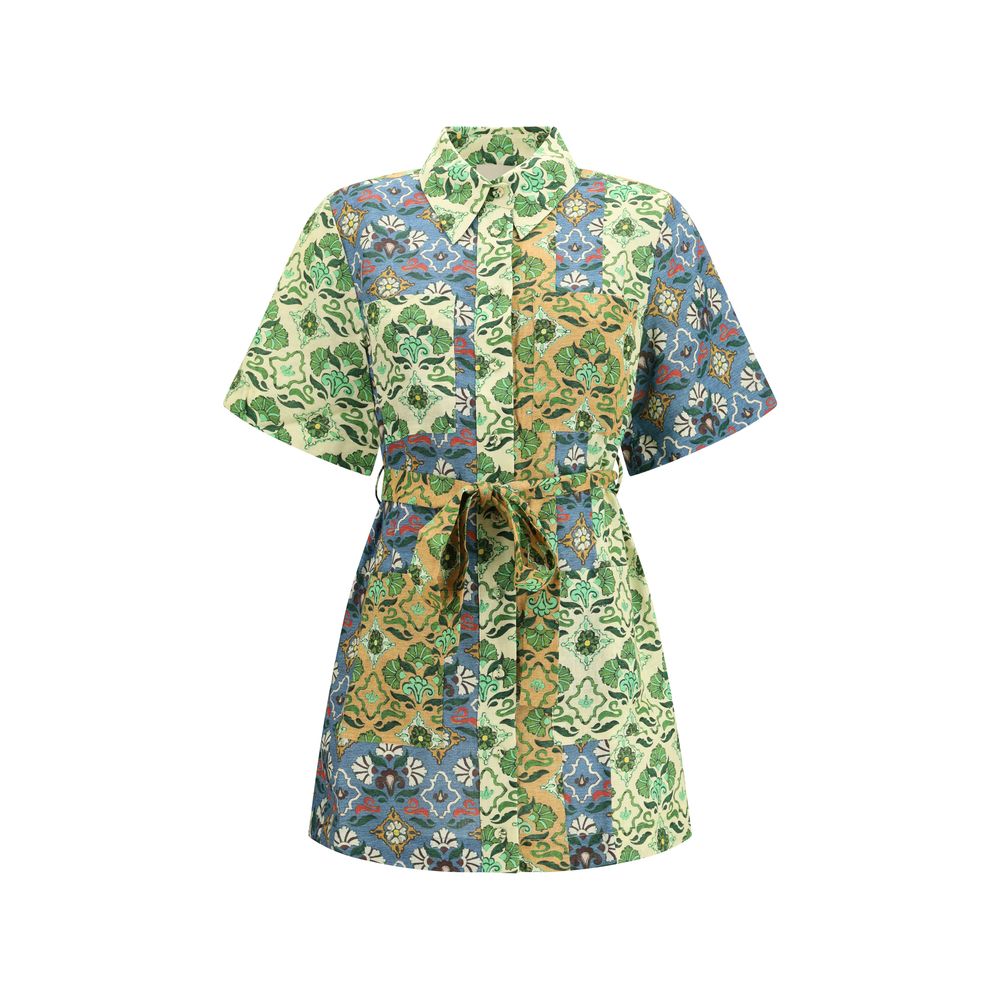Multicolor Linen Casual Dress - ventzia