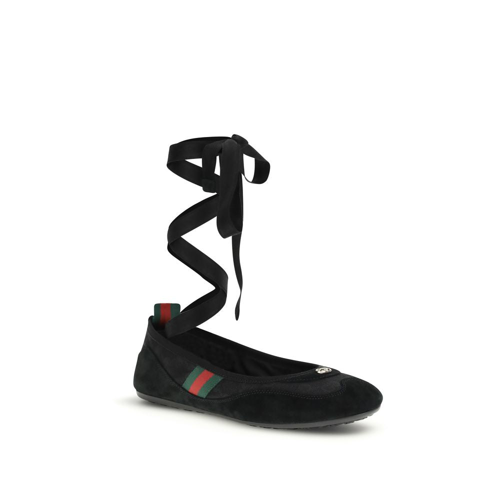 Black Fabric Ballet Flats - ventzia