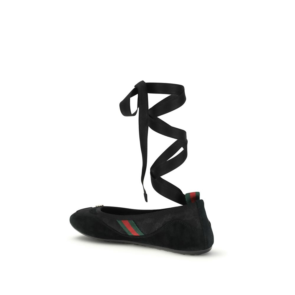 Black Fabric Ballet Flats - ventzia