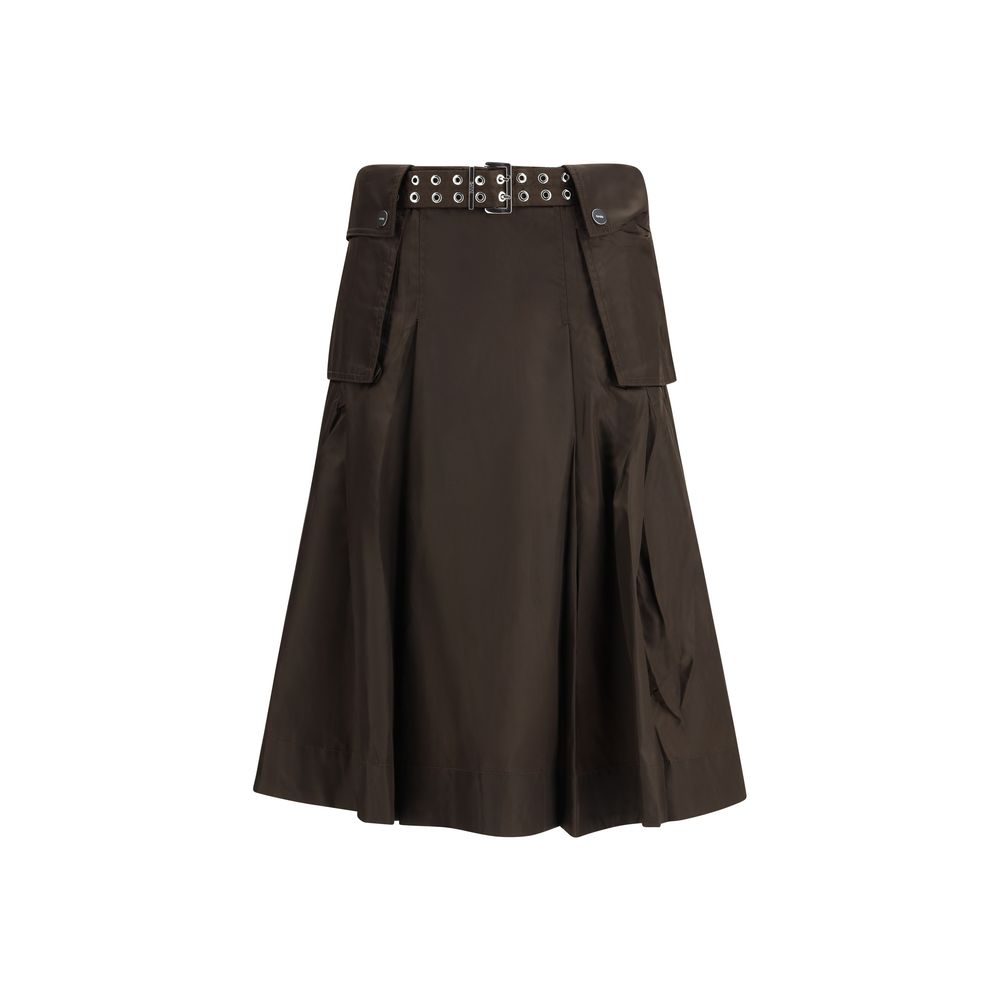 Brown Recycled Polyamide Long Skirt - ventzia