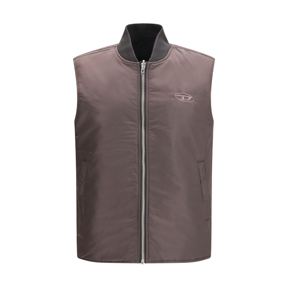 Brown Polyamide Sleveless Jacket - ventzia