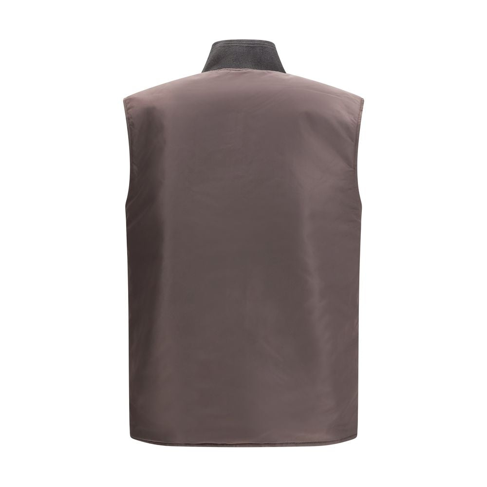 Brown Polyamide Sleveless Jacket - ventzia
