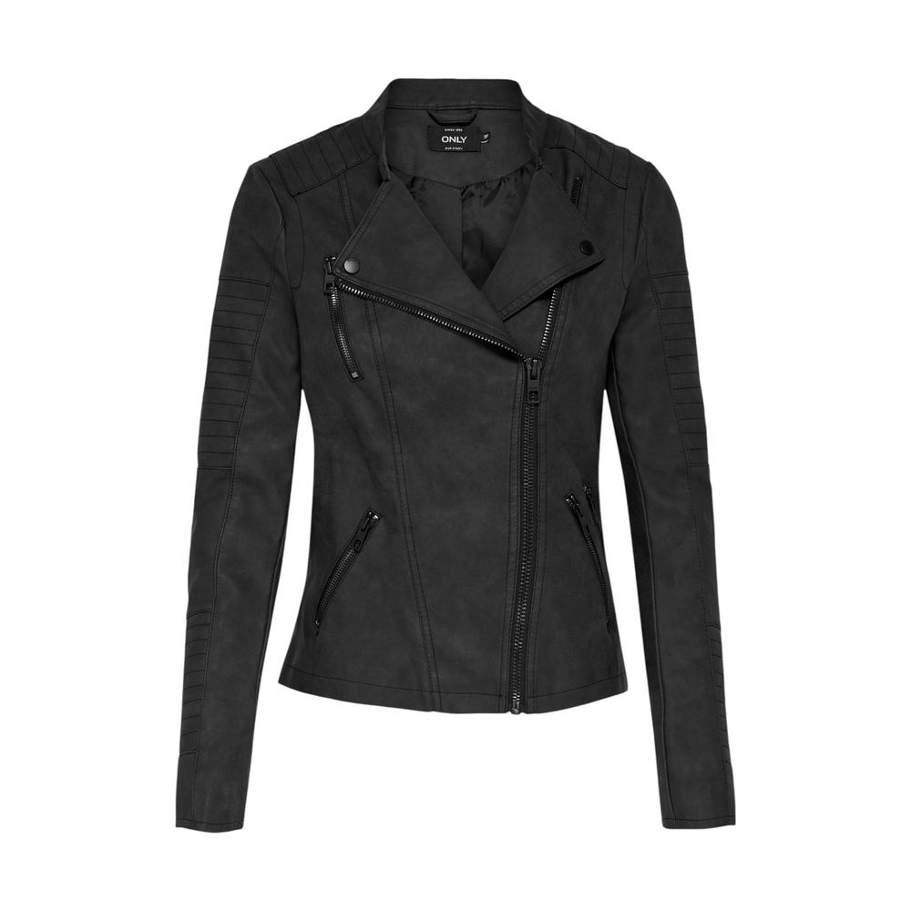 Black Polyethylene Biker Jacket - ventzia