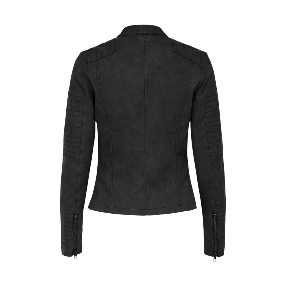 Black Polyethylene Biker Jacket - ventzia