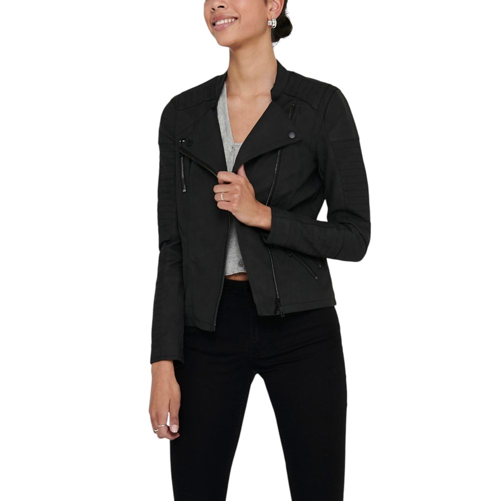 Black Polyethylene Biker Jacket - ventzia