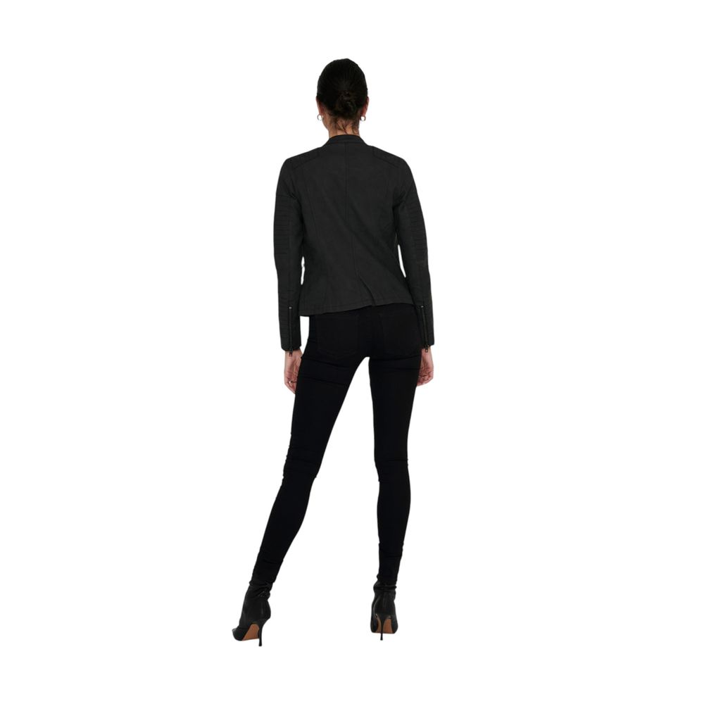 Black Polyethylene Biker Jacket - ventzia