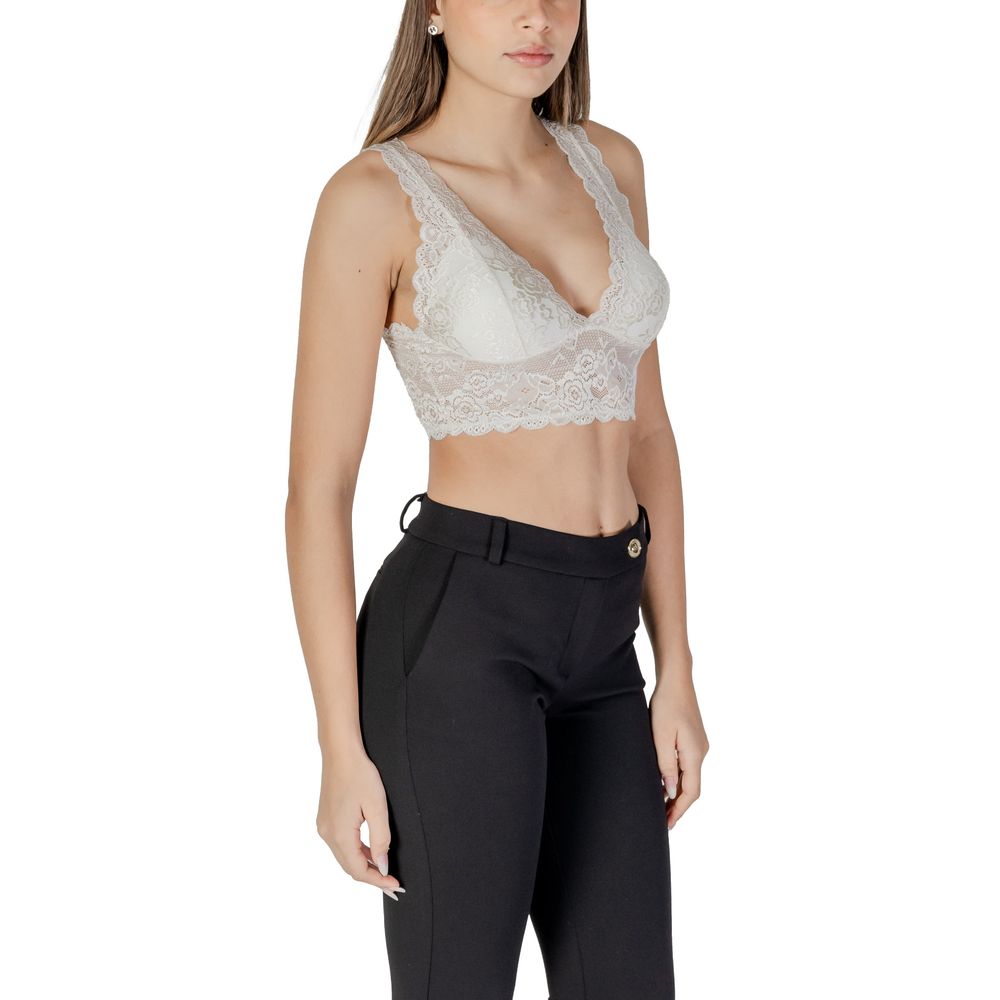 White Polyester Bra - ventzia