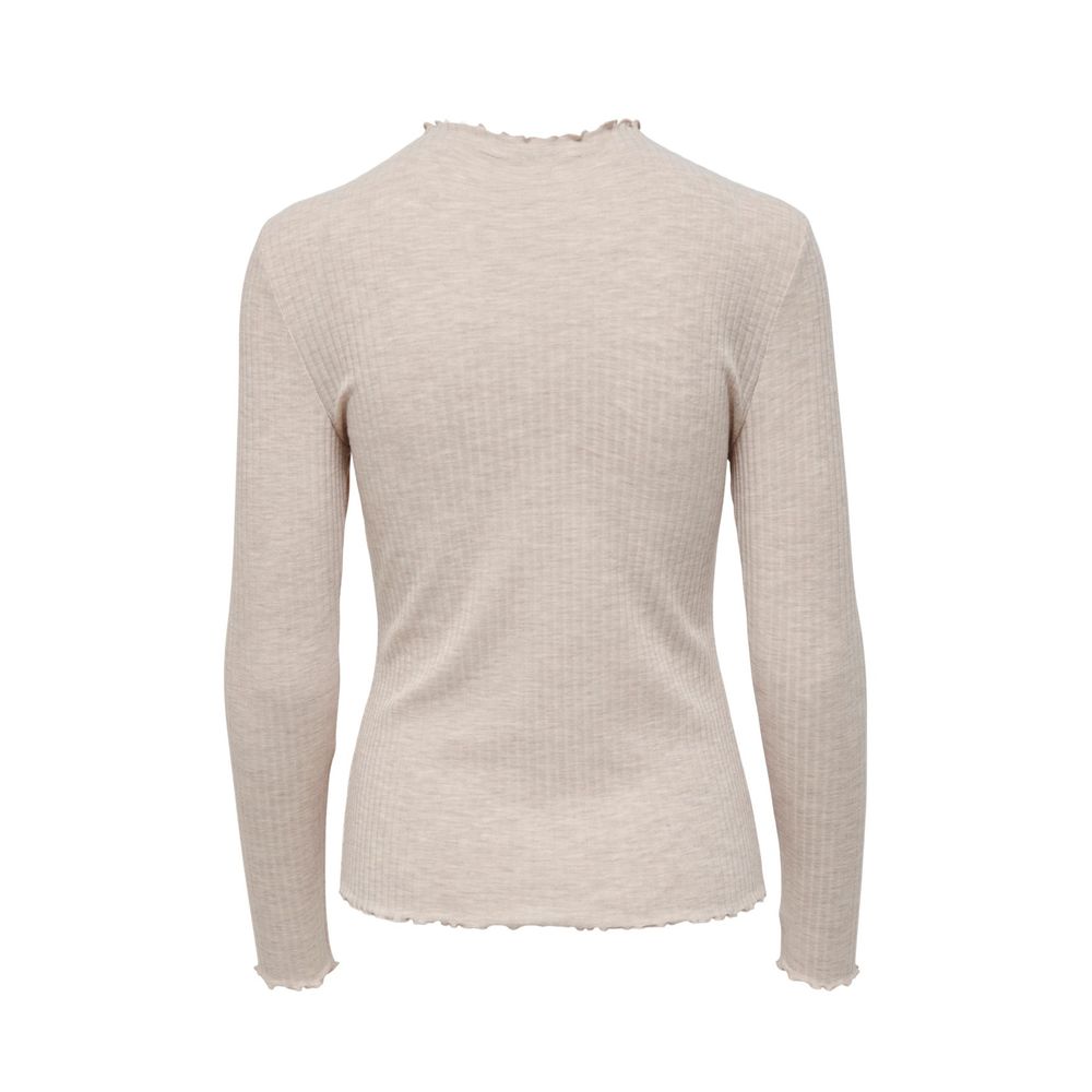 Beige Polyester Turtleneck - ventzia