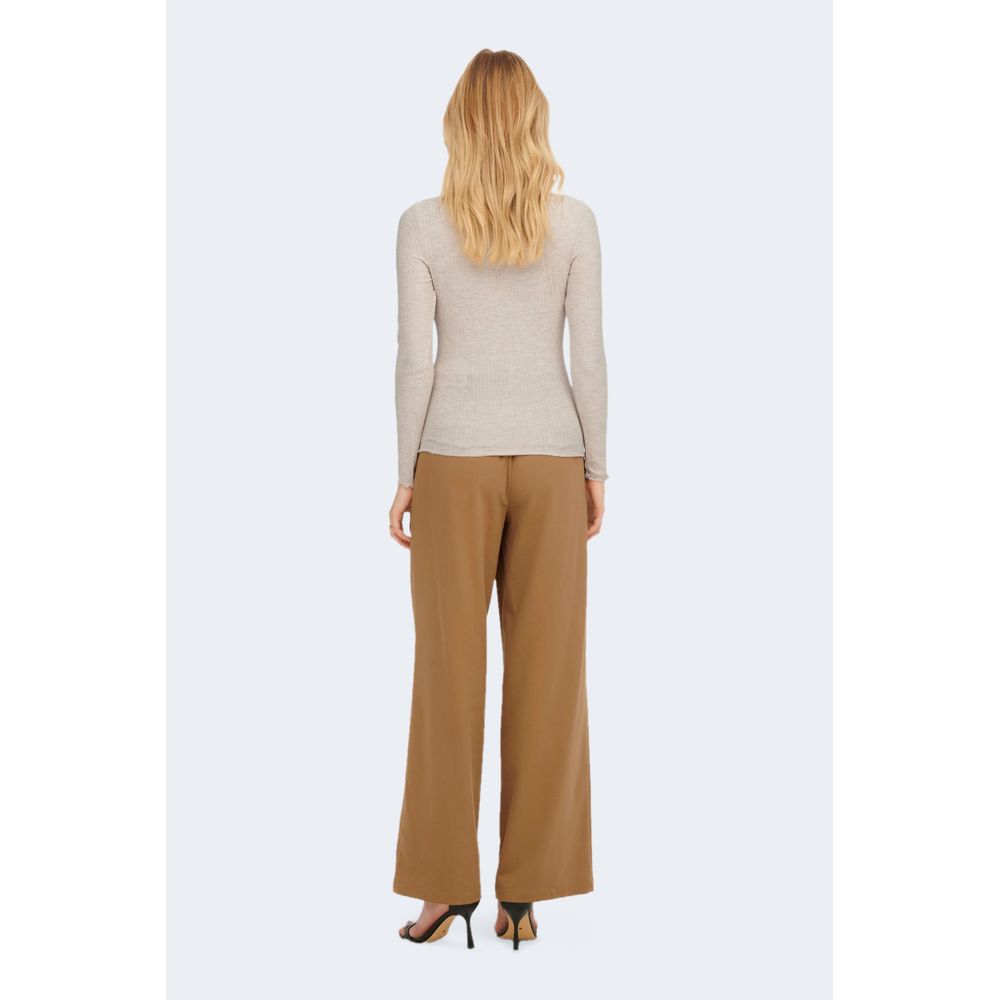 Beige Polyester Turtleneck - ventzia