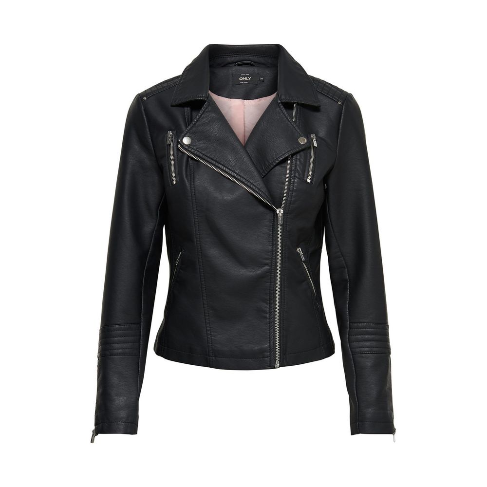 Black Viscose Biker Jacket - ventzia