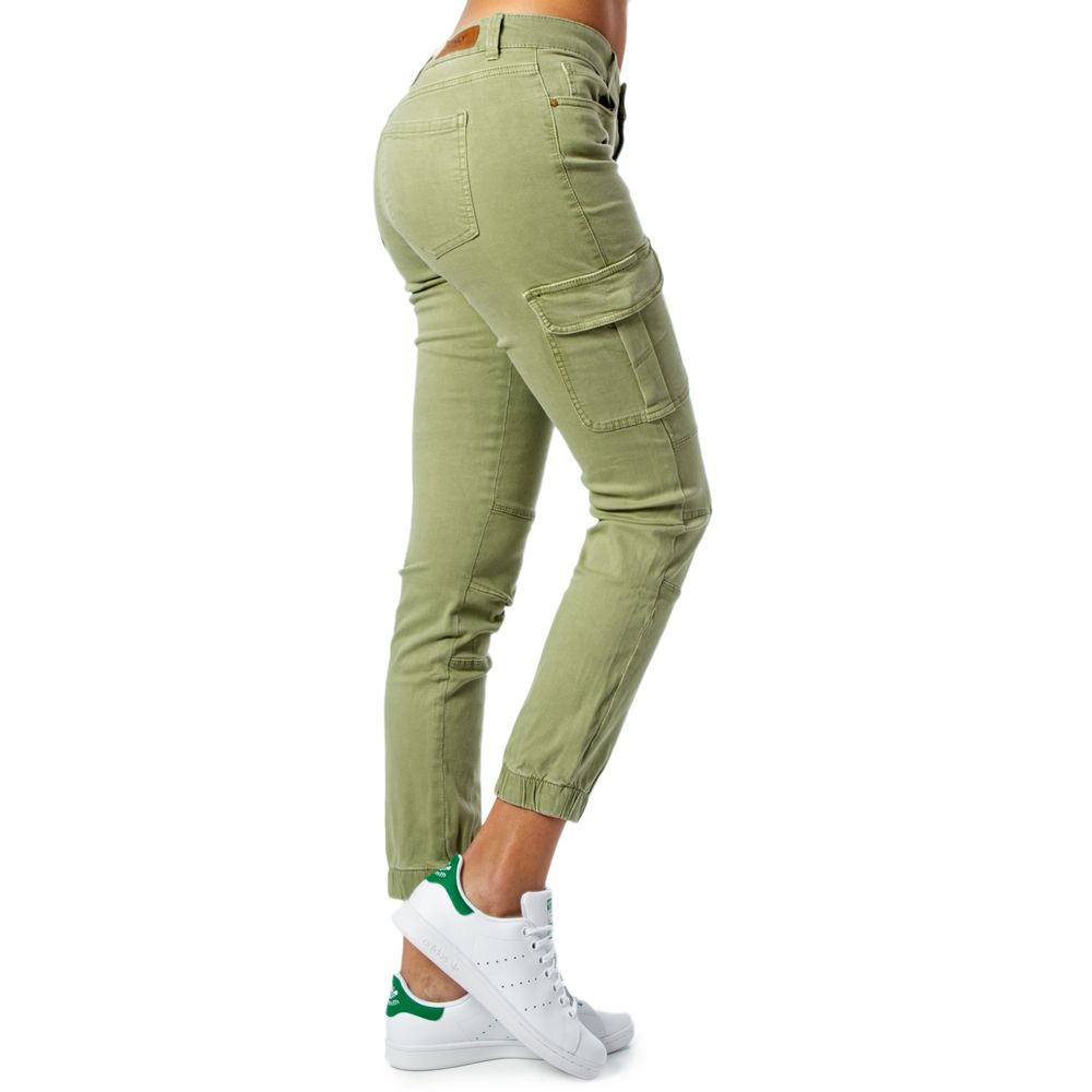 Green Cotton Skinny Pants - ventzia