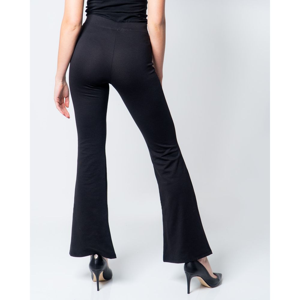 Black Polyester Flared Pants - ventzia