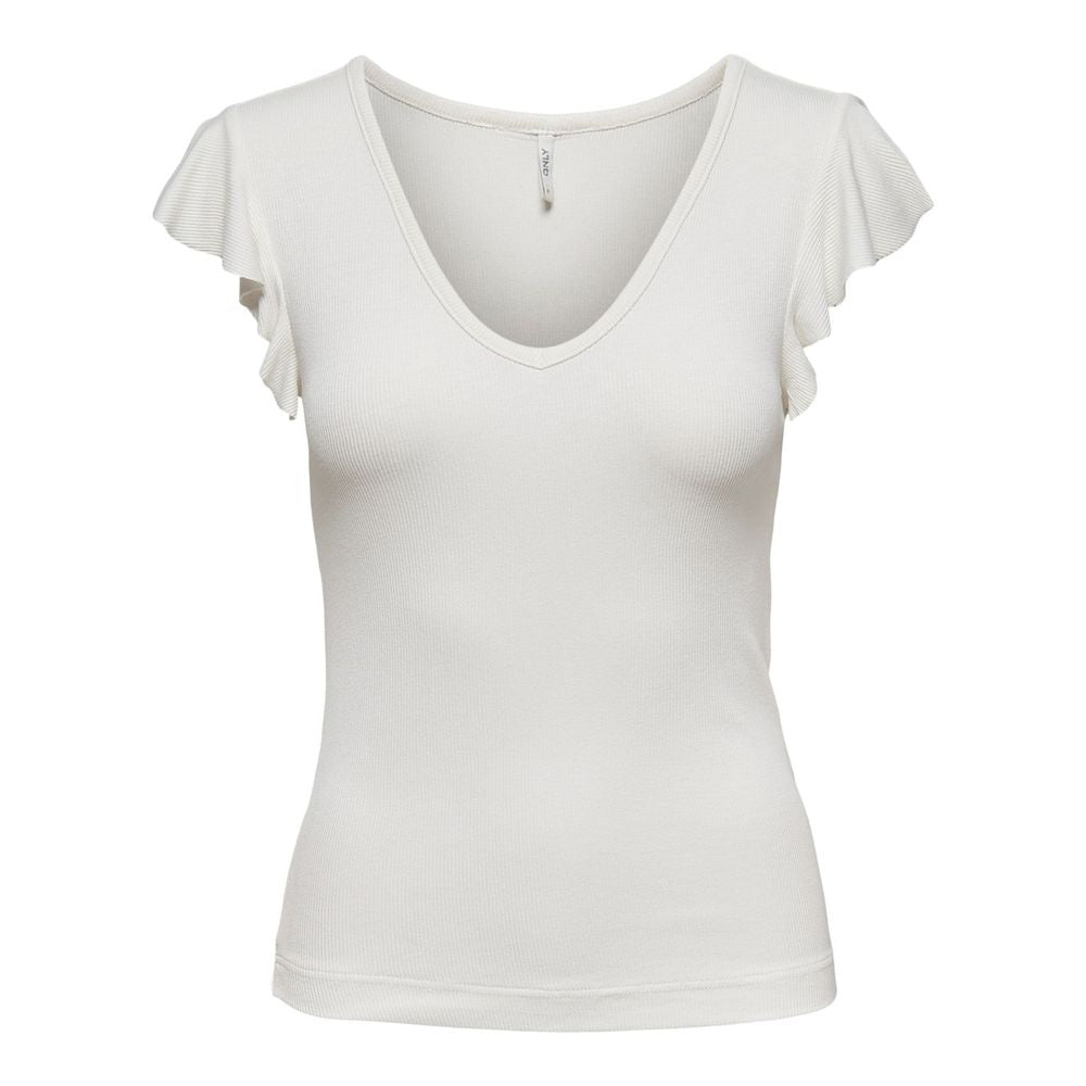 Cream Viscose T-Shirt - ventzia