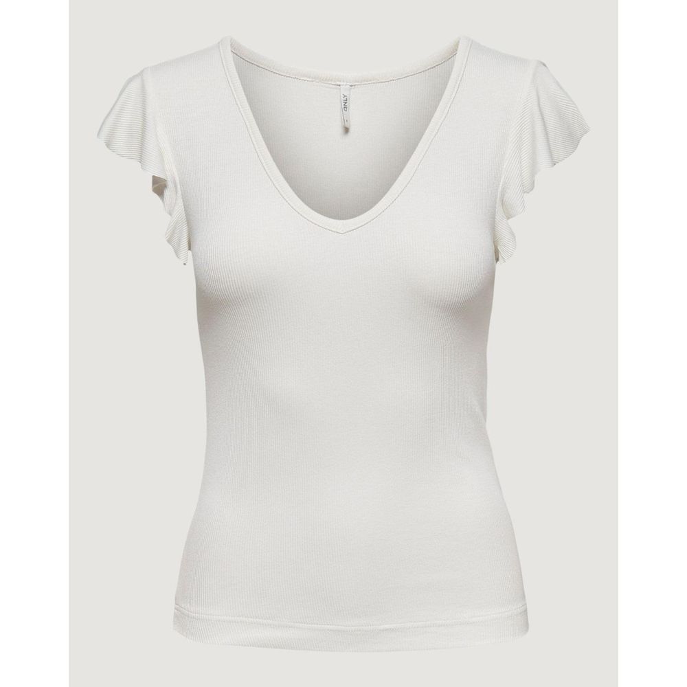 Cream Viscose T-Shirt - ventzia