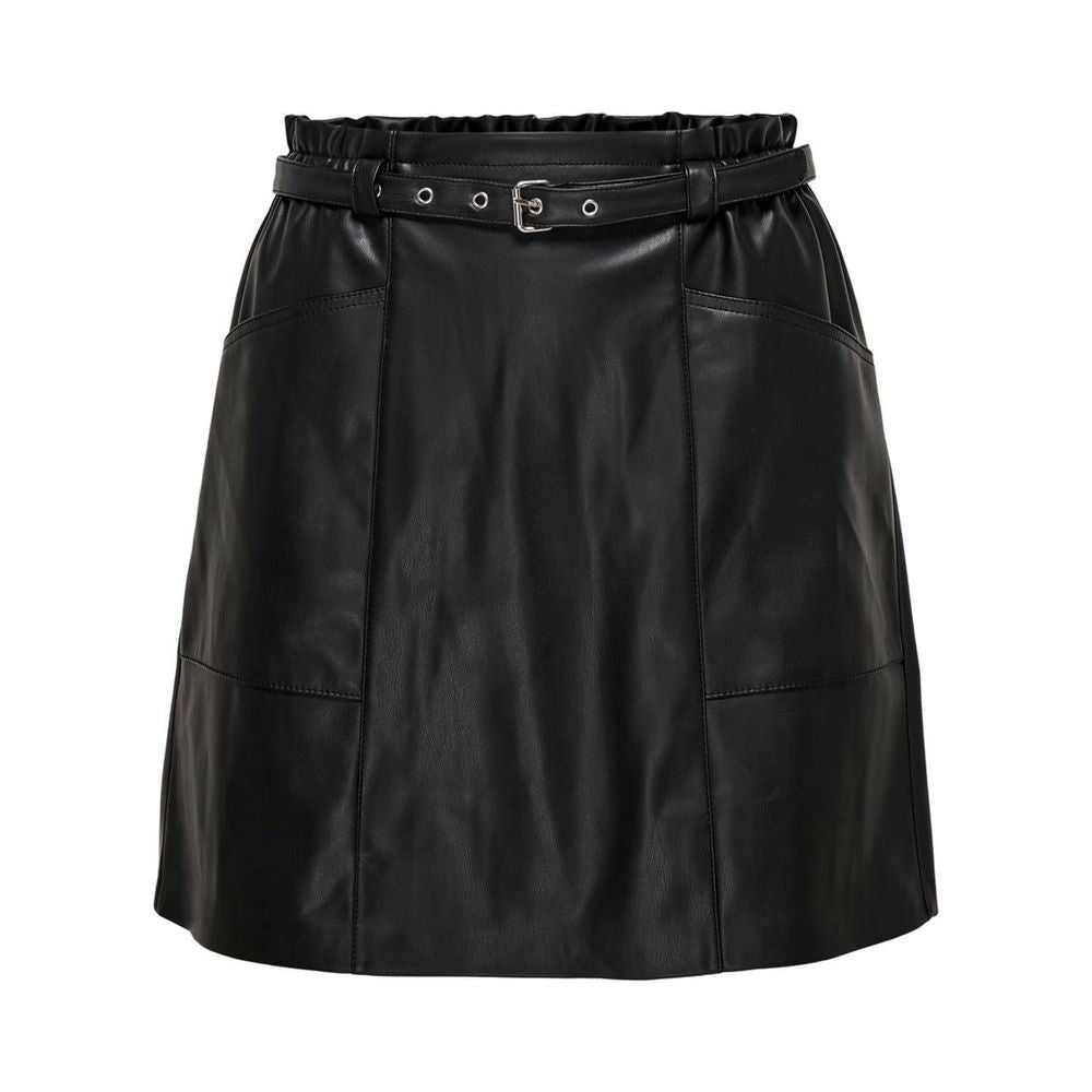 Black Polyester Mini Skirt - ventzia