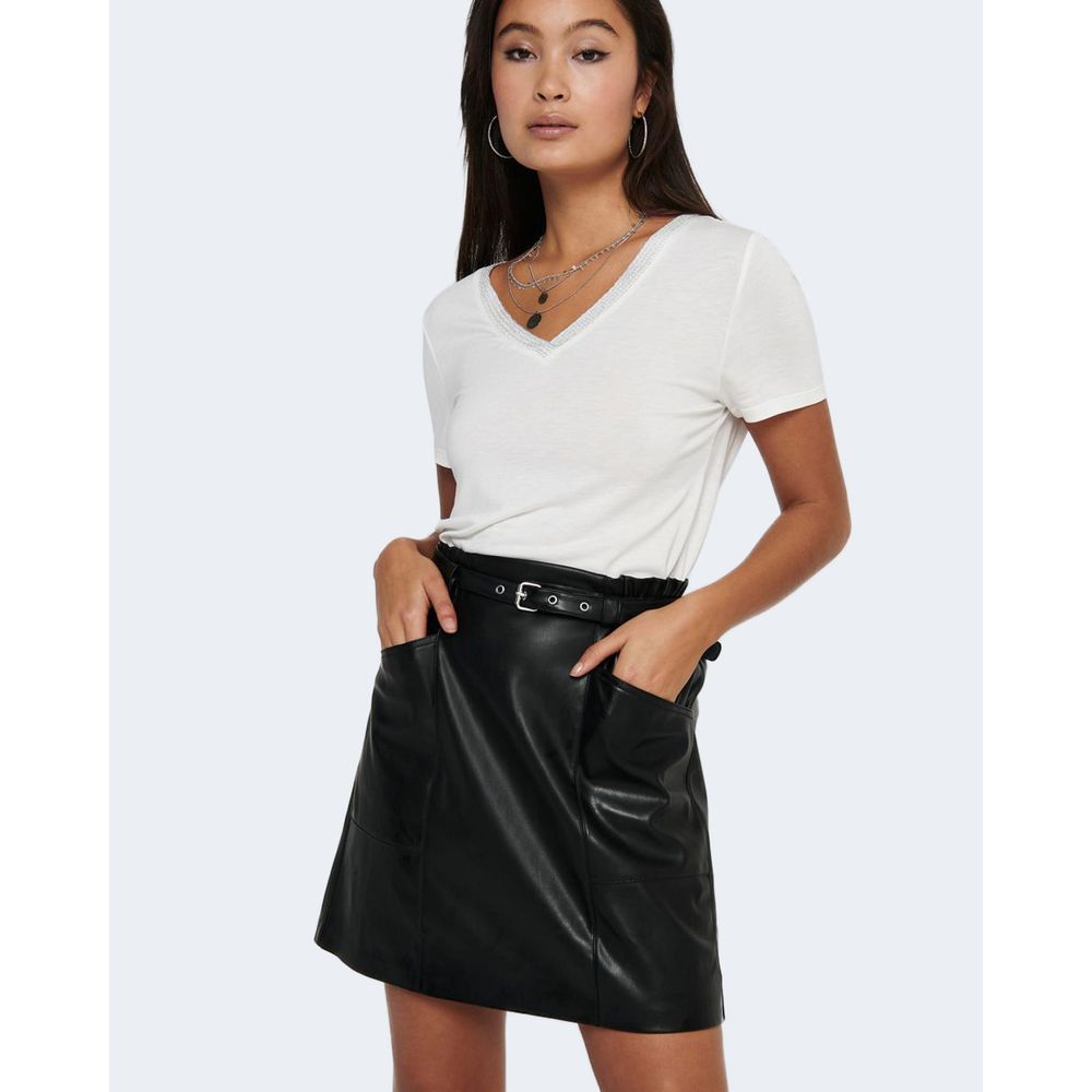 Black Polyester Mini Skirt - ventzia