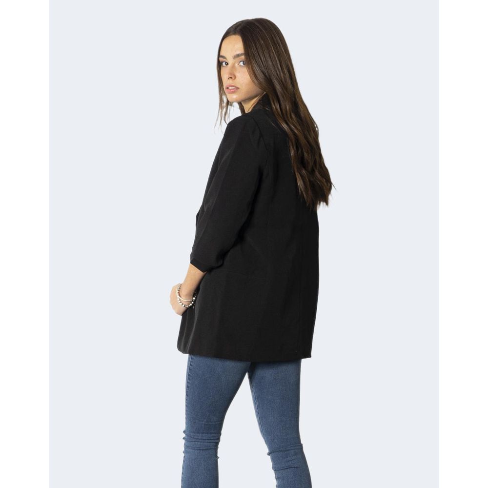 Black Polyester Blazer - ventzia