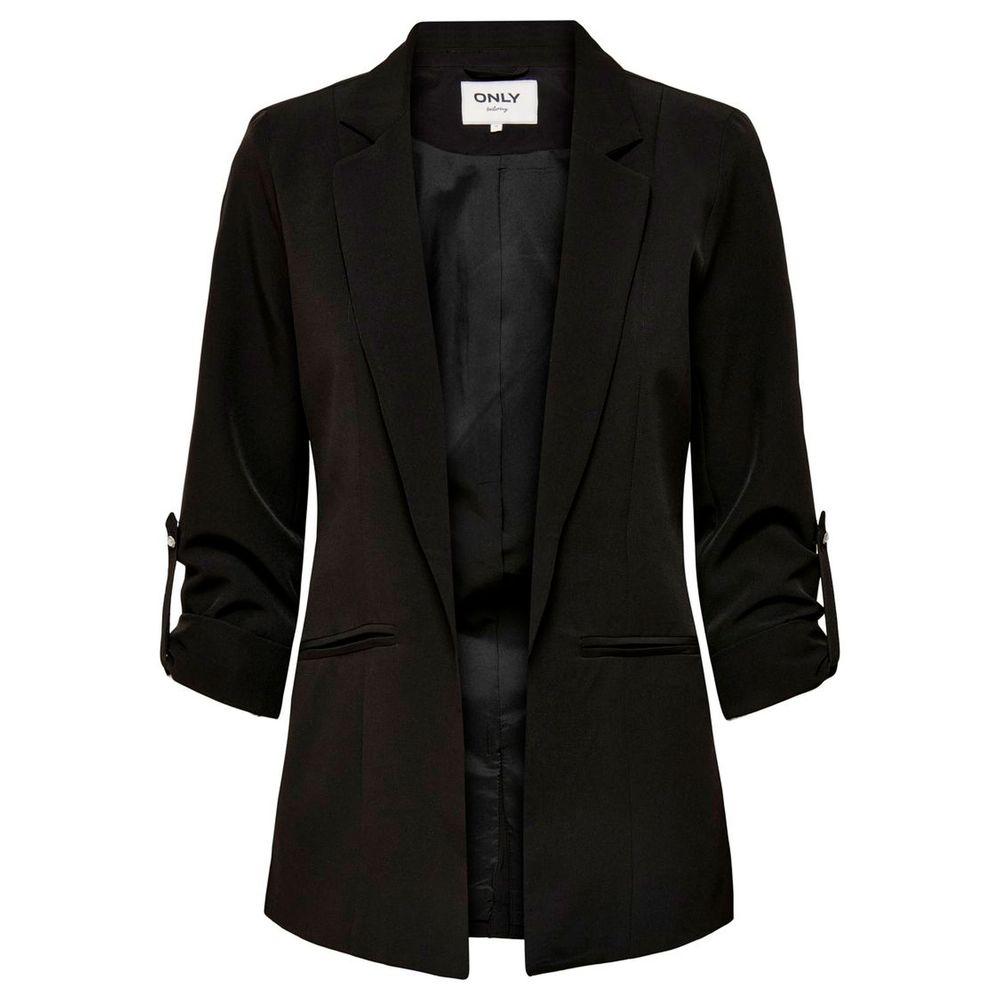 Black Polyester Blazer - ventzia
