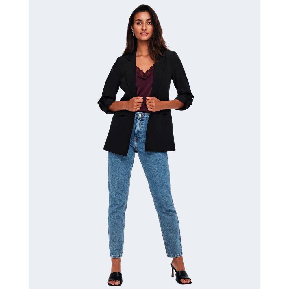Black Polyester Blazer - ventzia