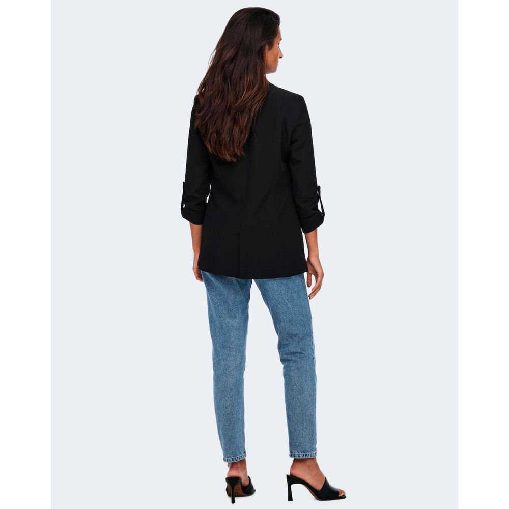 Black Polyester Blazer - ventzia