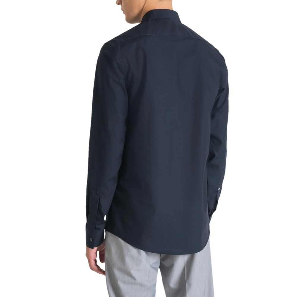 Blue Cotton Dress Shirt - ventzia