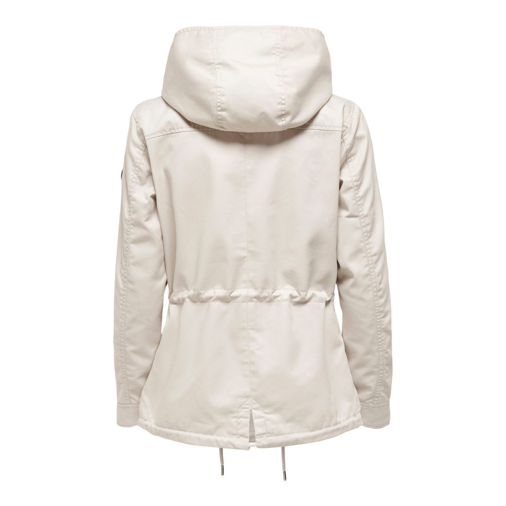 Beige Polyester Parka - ventzia