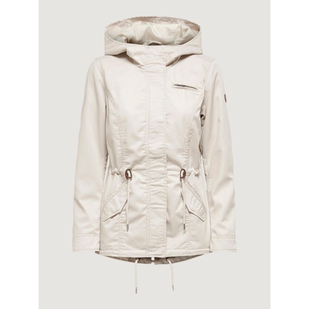 Beige Polyester Parka - ventzia