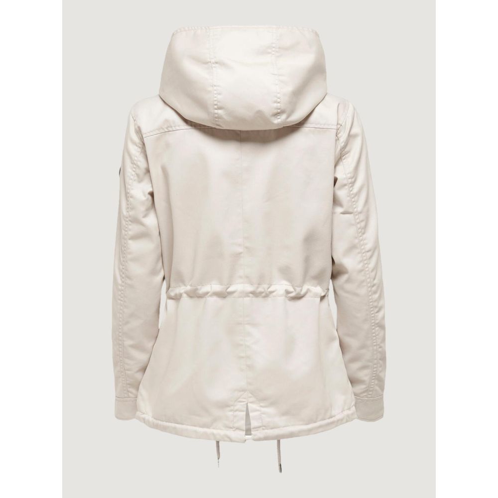 Beige Polyester Parka - ventzia