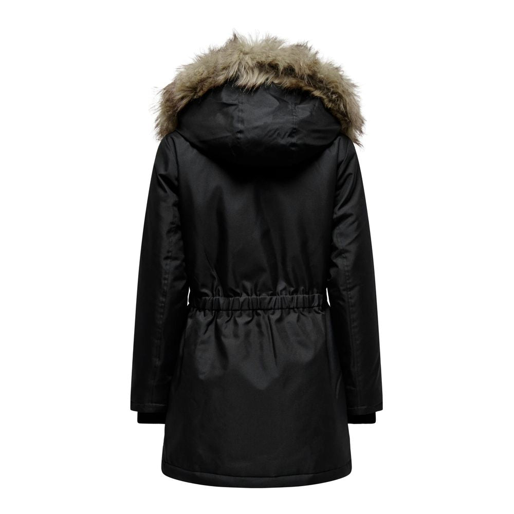 Black Polyester Parka - ventzia