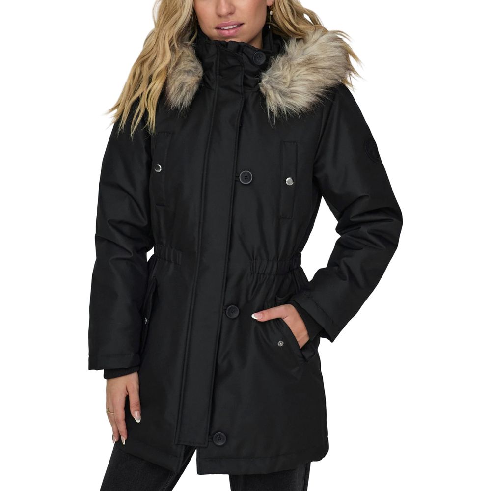 Black Polyester Parka - ventzia