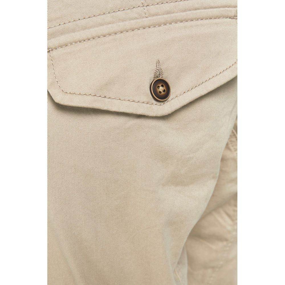 Beige Cotton Cargo Pants - ventzia