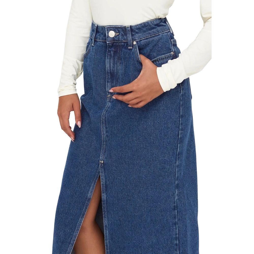 Blue Cotton Long Skirt - ventzia