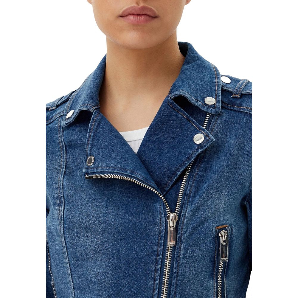 Blue Cotton Denim Jacket - ventzia