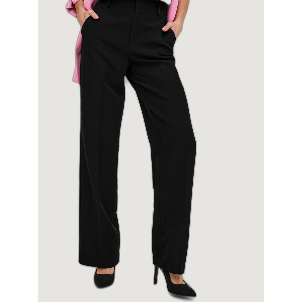 Black Polyester Casual Pants - ventzia