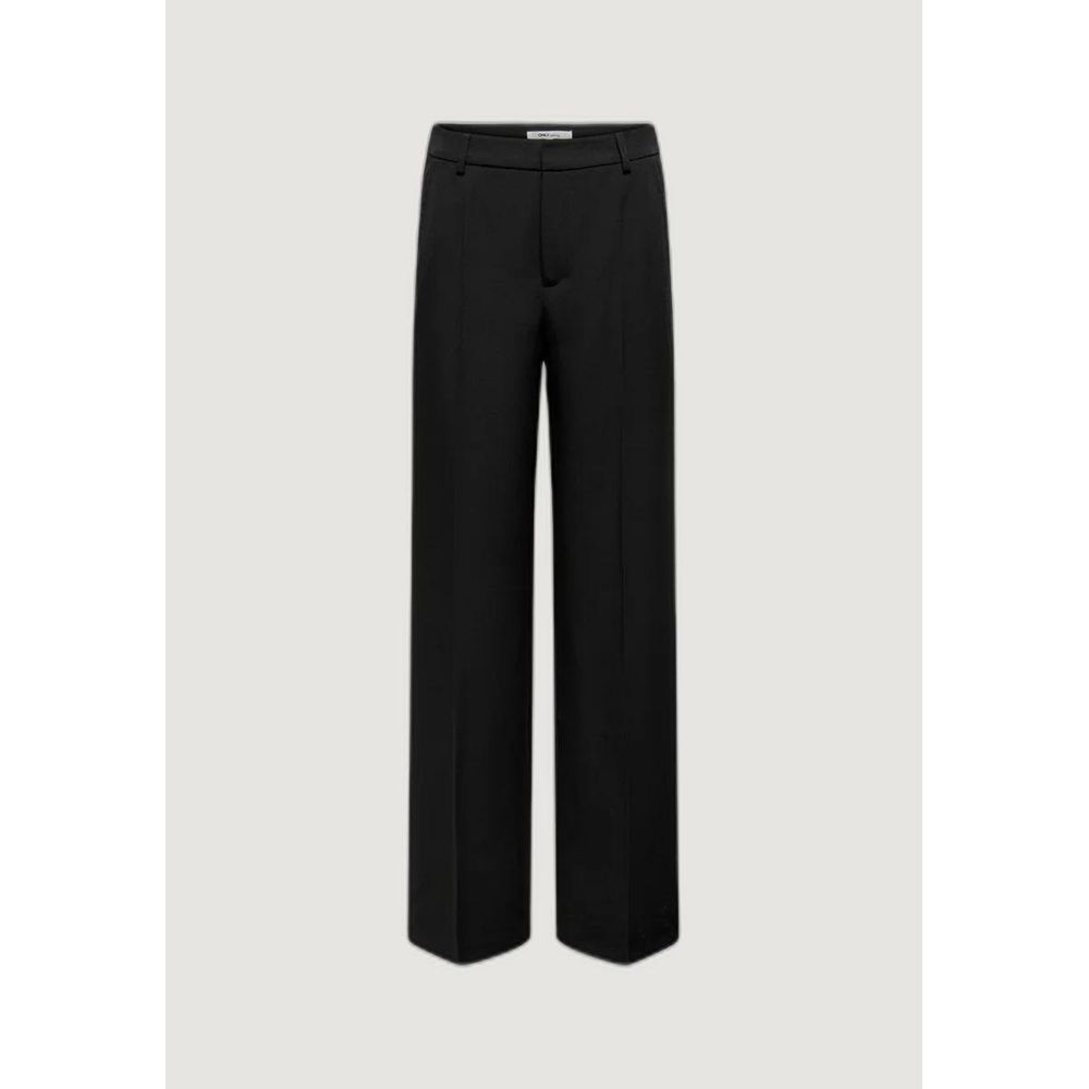 Black Polyester Casual Pants - ventzia