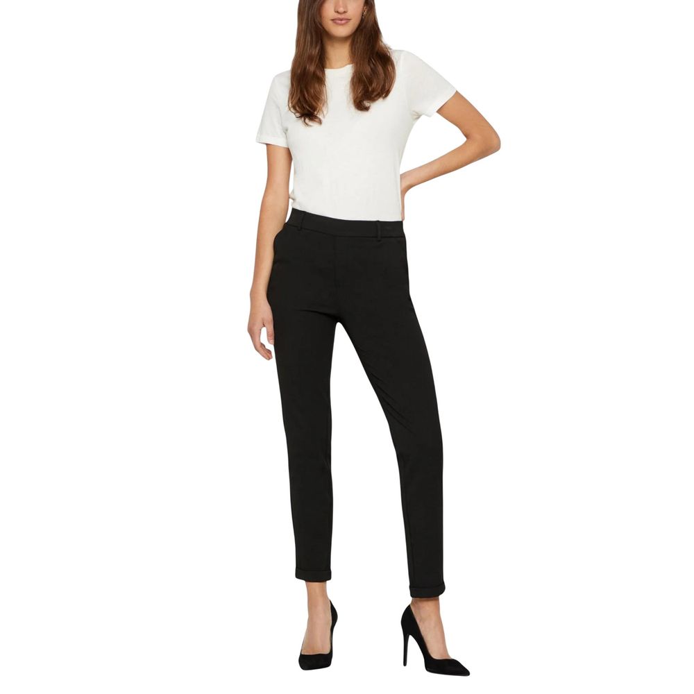 Black Polyester Casual Pants - ventzia