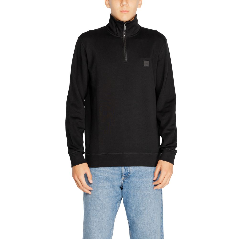 Black Cotton Sweatshirt - ventzia