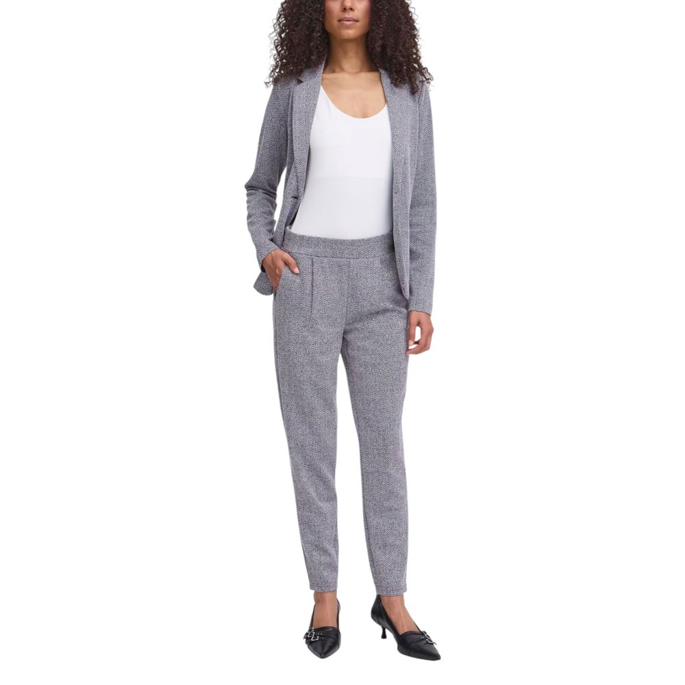 Blue Polyester Skinny Pants - ventzia