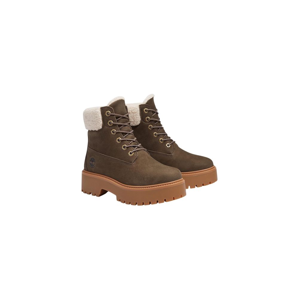 Brown Recycled Leather Lace-Up Boots - ventzia