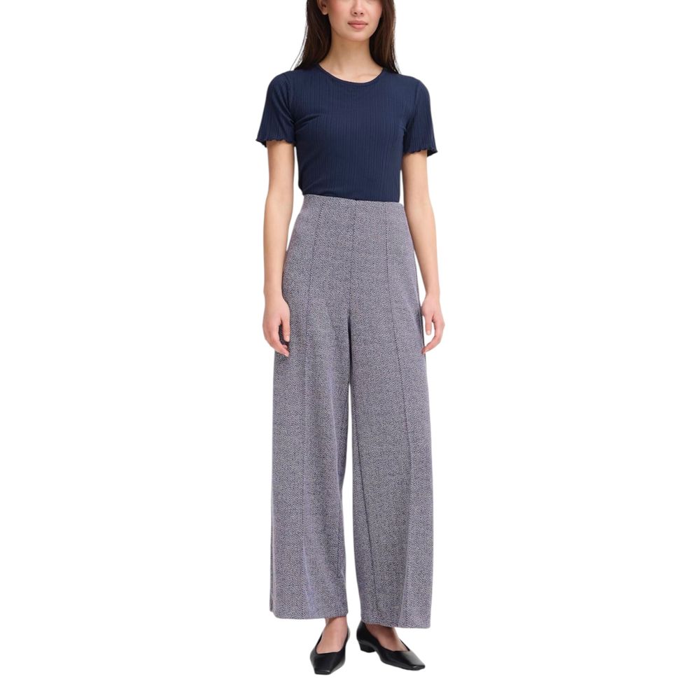 Blue Polyester Casual Pants - ventzia