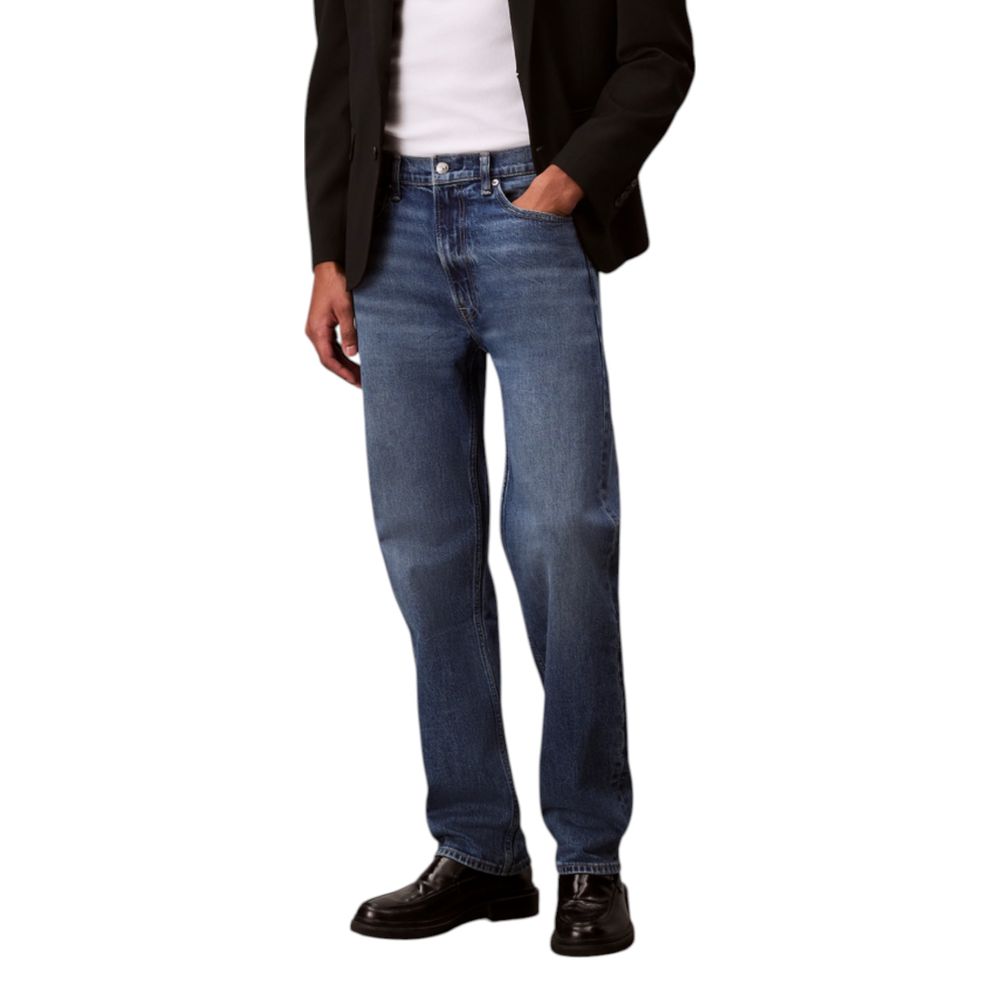 Blue Cotton Relaxed Fit Jeans - ventzia