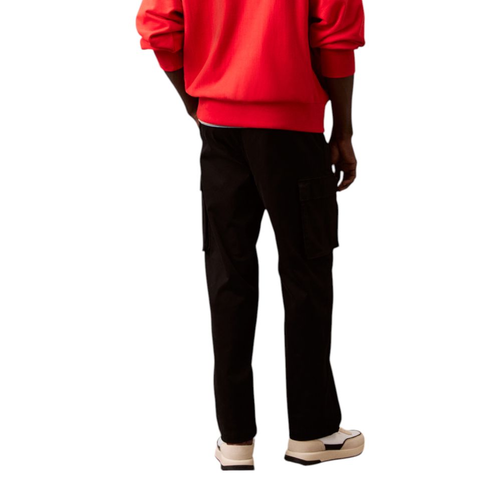 Black Cotton Cargo Pants - ventzia
