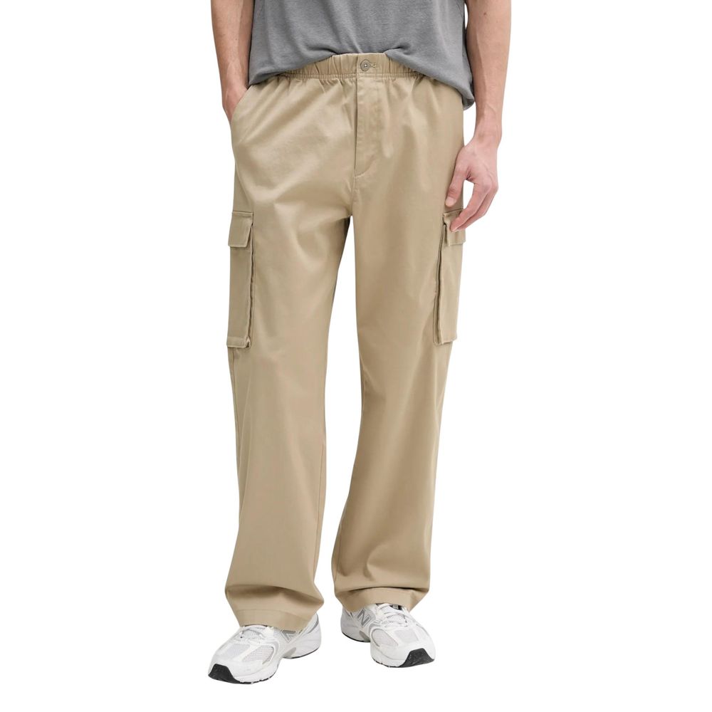 Beige Cotton Cargo Pants - ventzia