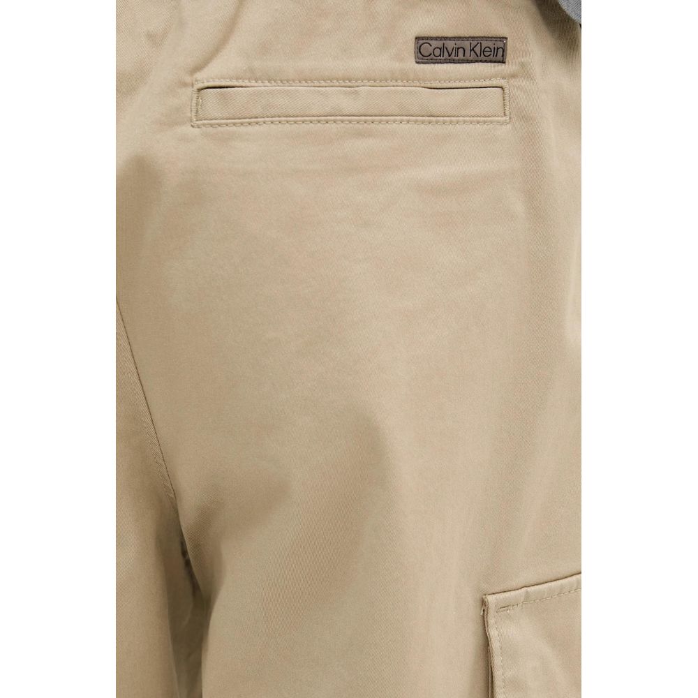 Beige Cotton Cargo Pants - ventzia