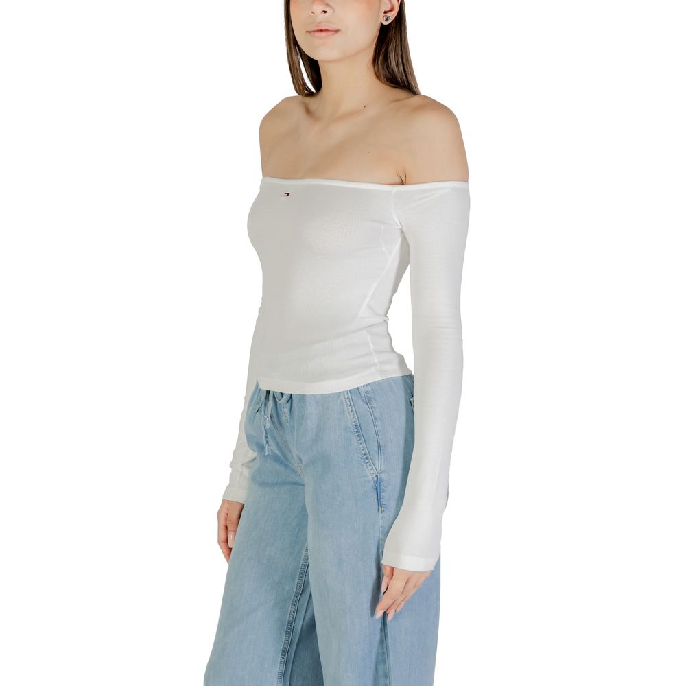 Cream Recycled Cotton Long Sleeve T-Shirt - ventzia