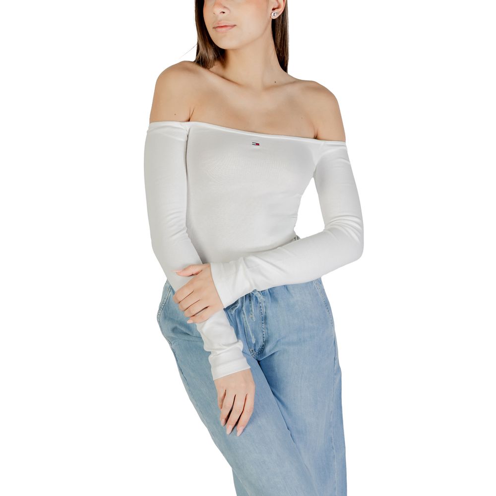 Cream Recycled Cotton Long Sleeve T-Shirt - ventzia